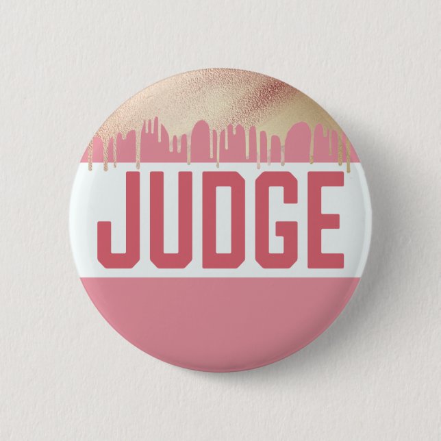 Badge Rond 5 Cm Jugement Concours Élégant Rose Or Juge moderne (Devant)
