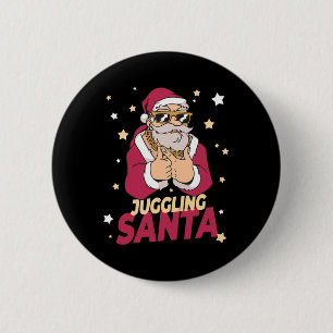 Badge Rond 5 Cm Juggling Santa Claus Christmas Holiday Juggling Ju