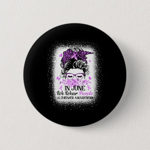 Badge Rond 5 Cm Juin, nous portons du violet Alzheimerheimer Mois