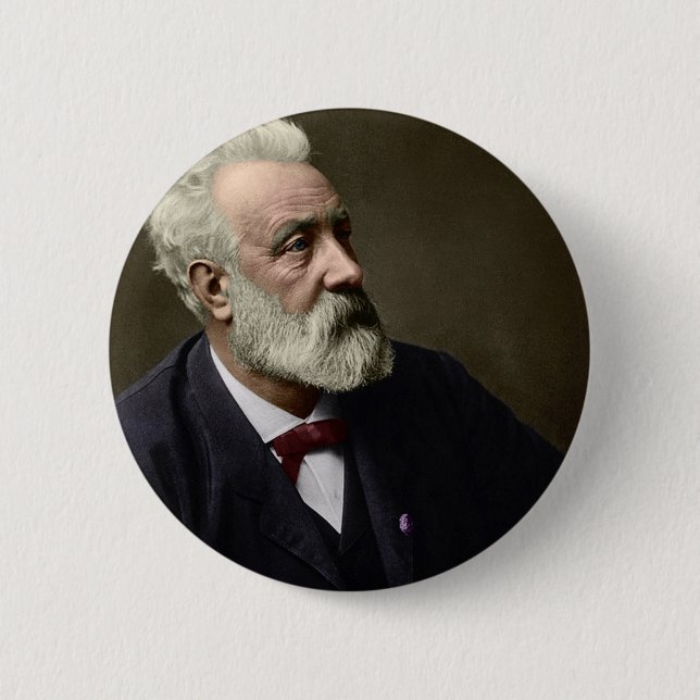 Badge Rond 5 Cm Jules Verne en 1892 (Devant)
