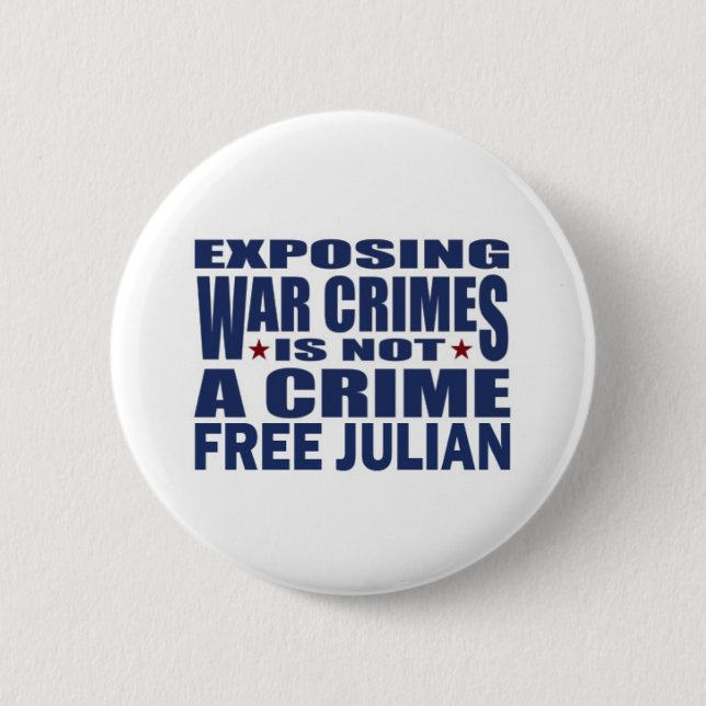 Badge Rond 5 Cm Julian libre Assange - WikiLeaks (Devant)