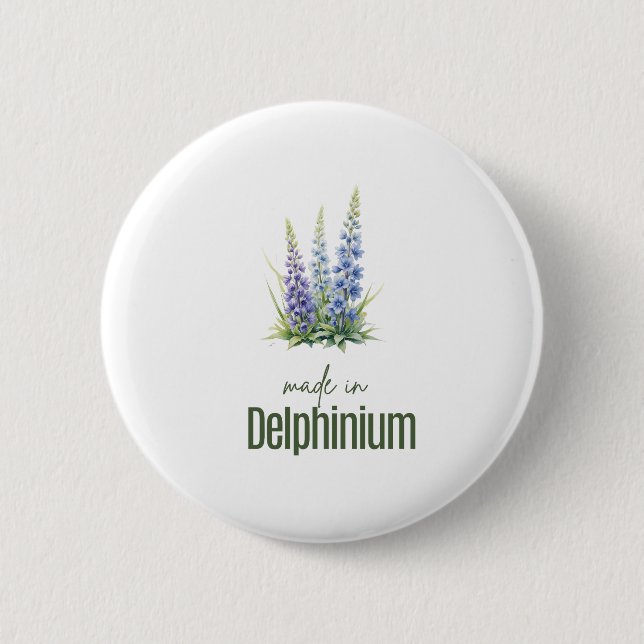 Badge Rond 5 Cm July Delphinium  Birth Flower Flat Thank You  (Devant)