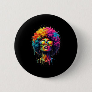 Badge Rond 5 Cm Junetten Queen Afro Melanin Drip Black Pride
