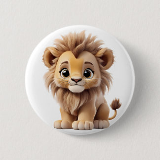 Badge Rond 5 Cm Jungle Adorable Lion Cub Sitting Portrait