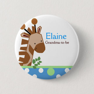 Badge Rond 5 Cm Jungle Adventure Giraffe NAME TAG Bouton personnal