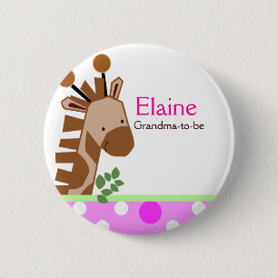 Badge Rond 5 Cm Jungle Adventure Giraffe NAME TAG Bouton personnal