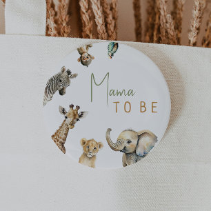 Badge Rond 5 Cm Jungle Safari Animaux Mama Être Baby shower