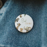 Badge Rond 5 Cm Jungle Safari Animaux Papa À Être Baby shower Bout<br><div class="desc">Présentant notre papa animal de safari dans la jungle à être un bouton baby shower - parfait pour une célébration mignonne, lunatique, sans sexe ! Il présente un thème animal safari moderne avec d'adorables créatures de jungle comme un singe, un éléphant, une girafe, un lion, un tigre et un zèbre....</div>