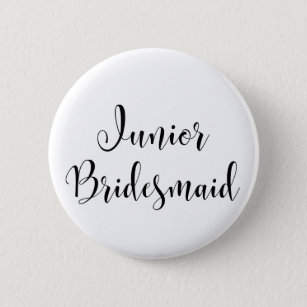 Badge Rond 5 Cm Junior Bridesmaid 2 Black Script Typographie (30)