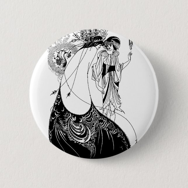 Badge Rond 5 Cm Jupe Peacock Beardsley Nouveau (Devant)