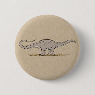 Badge Rond 5 Cm Jurassique Dinosaure Apatosaurus