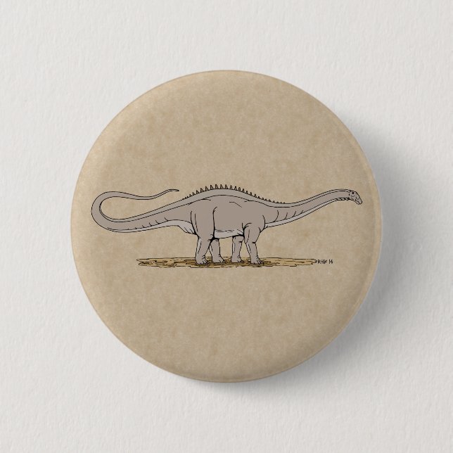 Badge Rond 5 Cm Jurassique Dinosaure Apatosaurus (Devant)