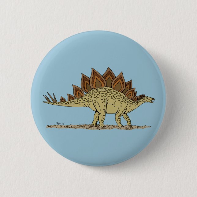 Badge Rond 5 Cm Jurassique Dinosaure Stegosaurus (Devant)