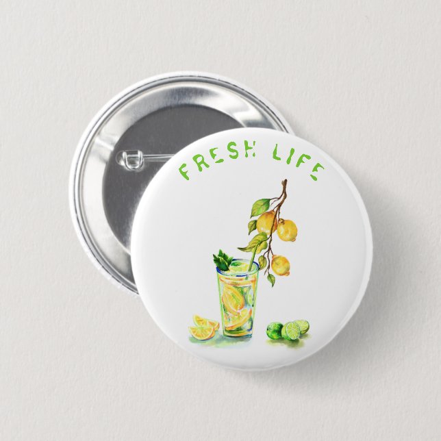 Badge Rond 5 Cm Jus de citron frais Cool Boire Lemonade Summer Par (Devant & derrière)