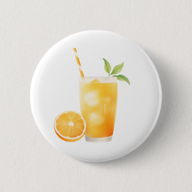 Badge Rond 5 Cm Jus d'orange aquarelle (Devant)
