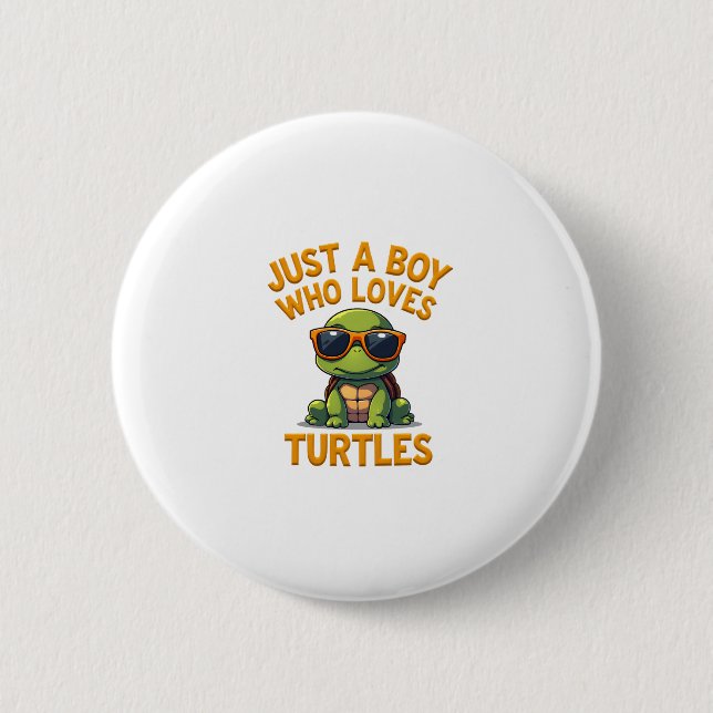 Badge Rond 5 Cm Just a boy who loves turtles Children boy (Devant)