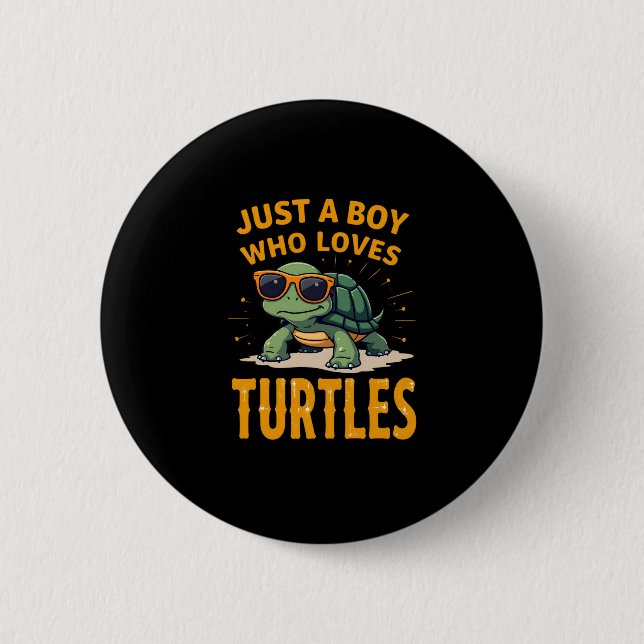 Badge Rond 5 Cm Just a boy who loves turtles Children boy (2) (Devant)