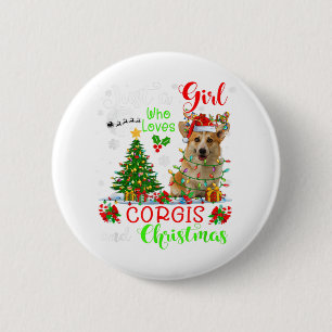 Badge Rond 5 Cm Just A Girl Who Loves Corgis And Christmas Santa R