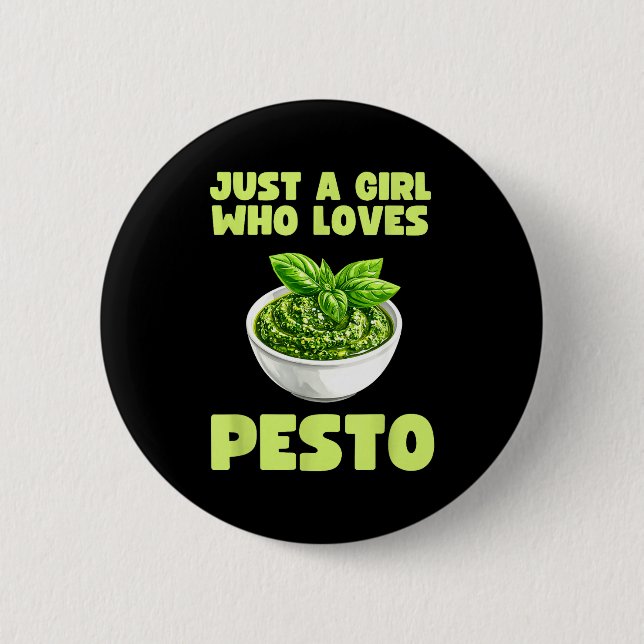 Badge Rond 5 Cm Just A Girl Who Loves Pesto Basil Pasta Italian Ad (Devant)