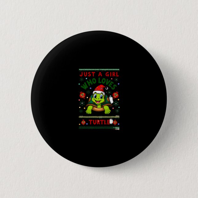 Badge Rond 5 Cm Just A Girl Who Loves Turtle Matching Christmas Pa (Devant)