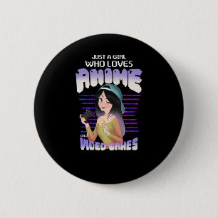 Badge Rond 5 Cm just a girl who loves video games and anime