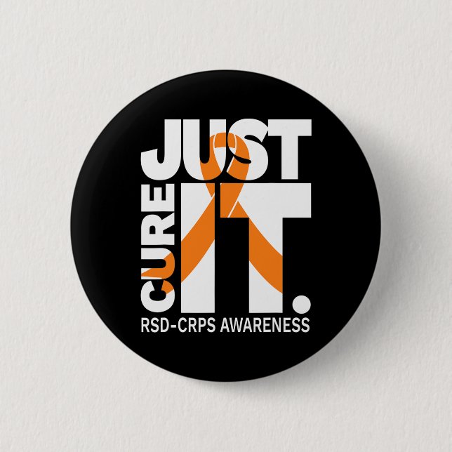 Badge Rond 5 Cm Juste Cure Rsd Crps Sensibilisation Ruban Blanc Te (Devant)