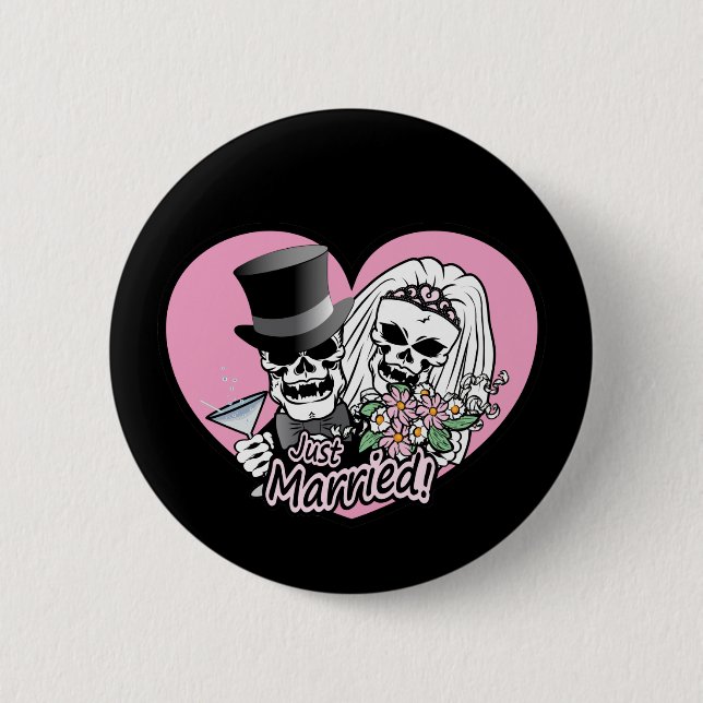 Badge Rond 5 Cm Juste des crânes mariés (Devant)