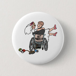 Badge Rond 5 Cm Juste fauteuil roulant marié