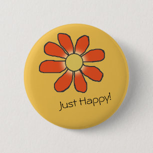 Badge Rond 5 Cm JUSTE fleur graphique rouge HEUREUSE