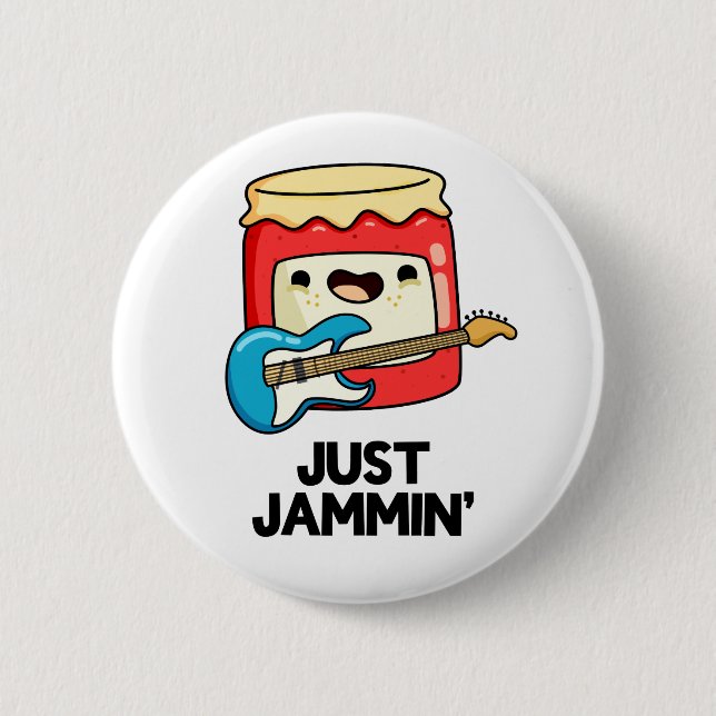 Badge Rond 5 Cm Juste Jammin Funny Rocker Jam Pun (Devant)