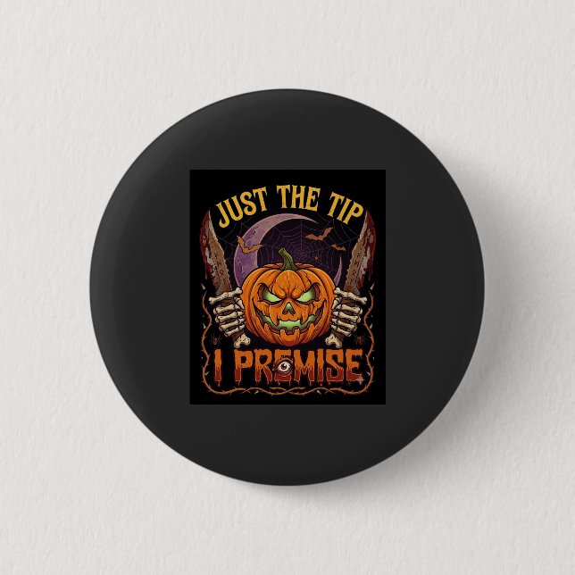 Badge Rond 5 Cm Juste le bout Prémisse Halloween Citrouille Coutea (Devant)