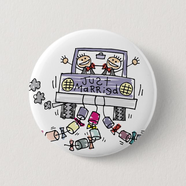 Badge Rond 5 Cm Juste Marié Gay Faveurs Mariage (Devant)