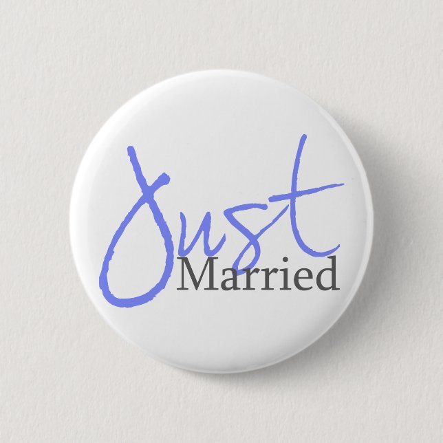 Badge Rond 5 Cm Juste marié (manuscrit bleu) (Devant)