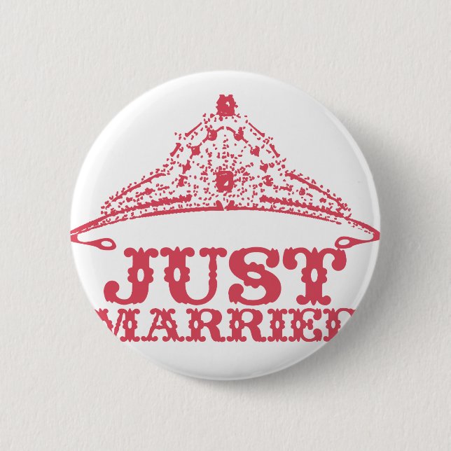 Badge Rond 5 Cm Juste marié Princesse mariée Tiara Mariages (Devant)