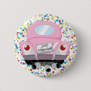 Badge Rond 5 Cm juste+marie,voiture+mariee,voiture+marriage+dessin
