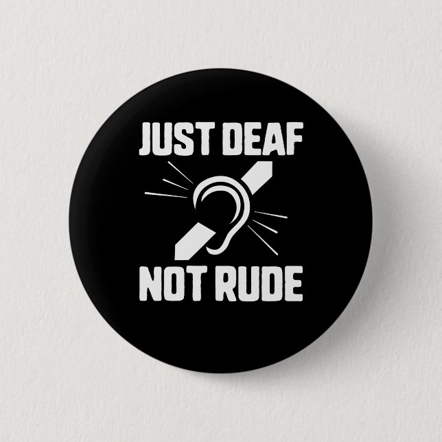 Badge Rond 5 Cm Juste Sourds Pas Impolis Ruban Jaune de Sensibilis (Devant)