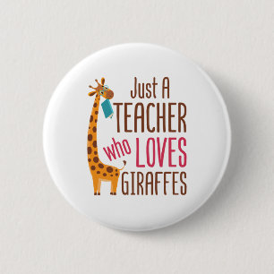 Badge Rond 5 Cm Juste un enseignant qui aime Giraffes Amateur de g