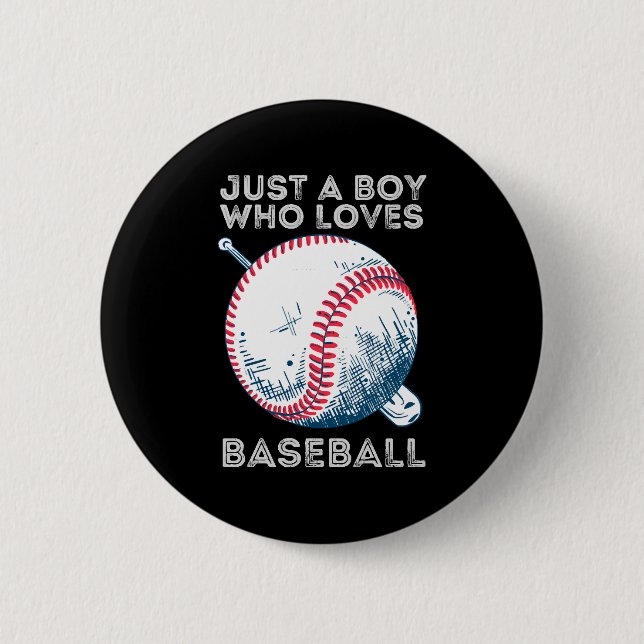 Badge Rond 5 Cm Juste un garçon qui aime le baseball (Devant)