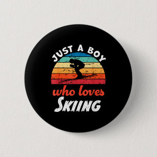 Badge Rond 5 Cm Juste un garçon qui aime les enfants de ski garçon
