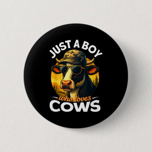 Badge Rond 5 Cm Juste un garçon qui aime les vaches Enfants d'agri