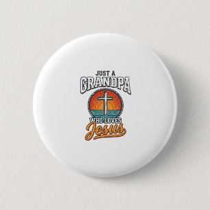 Badge Rond 5 Cm Juste un grand-père qui aime Jésus Vintage Cross S