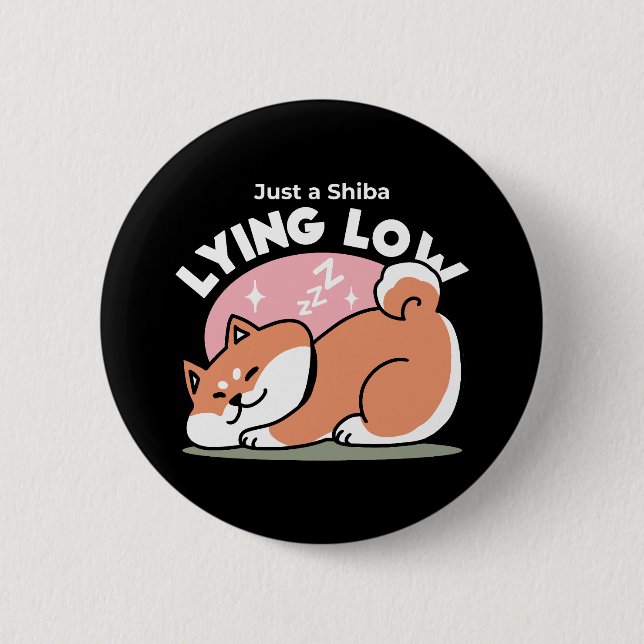 Badge Rond 5 Cm Juste un Shiba allongé bas : mignonne conception S (Devant)