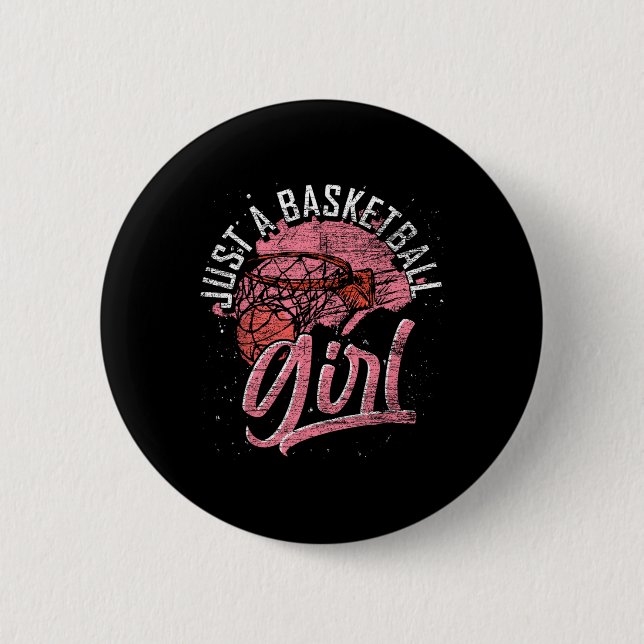 Badge Rond 5 Cm Juste Une Fille Bysketbyll Joueur Bysketbyll Sport (Devant)