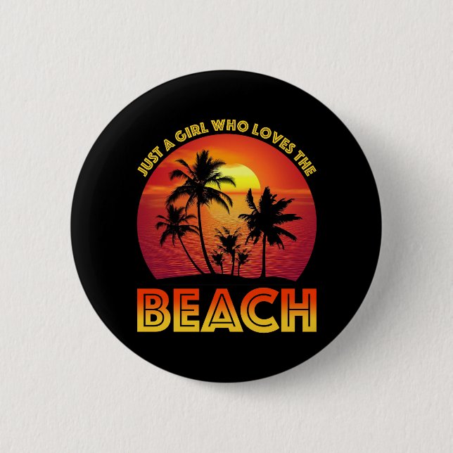 Badge Rond 5 Cm Juste Une Fille Qui Aime La Plage (Devant)