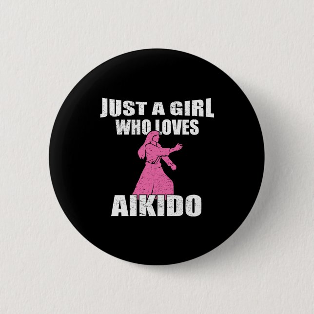 Badge Rond 5 Cm Juste Une Fille Qui Aime L'Aikido (Devant)
