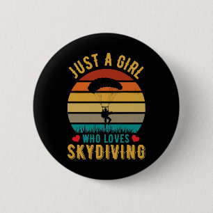 Badge Rond 5 Cm juste une fille qui aime le parachutisme