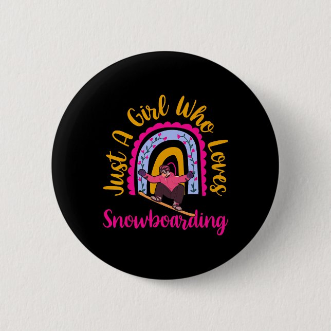 Badge Rond 5 Cm Juste Une Fille Qui Aime Le Snowboard Boho Rainbow (Devant)