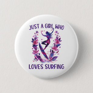 Badge Rond 5 Cm Juste Une Fille Qui Aime Le Surf Mignonne Surfeuse
