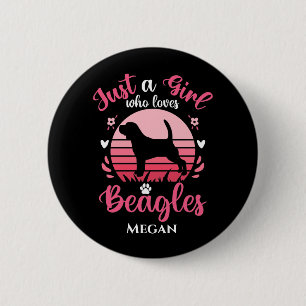 Badge Rond 5 Cm Juste une fille qui aime les Beagles Personnalisé