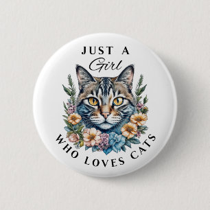 Badge Rond 5 Cm Juste une fille qui aime les chats